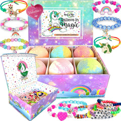 Mineral Me California unicorn bath bombs reveal hidden bracelets inside for playful bath time