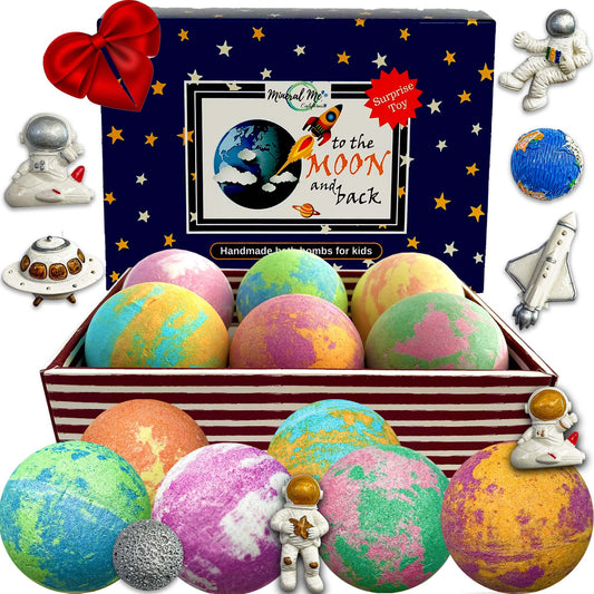 Mineral Me Galaxy bath bomb colors water with vibrant hues for kid-friendly bath time.