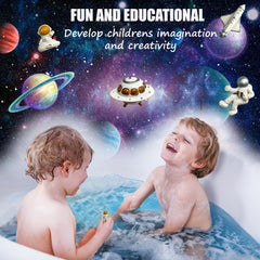 Mineral Me Galaxy bath bomb hides a mini planet toy for space-themed play.