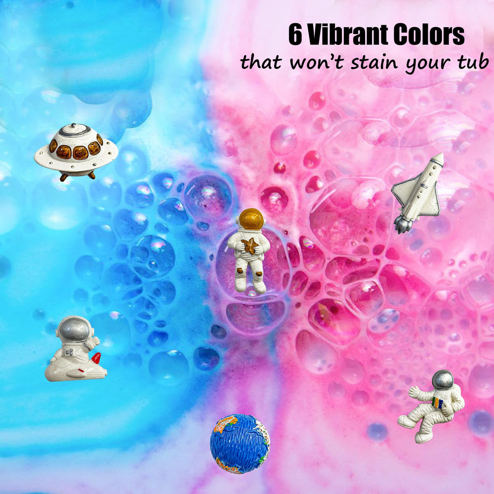 Mineral Me Galaxy bath bomb rinses clean with no tub stains or residue.