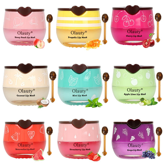 Minfei Bee Lip Balm Honey Pot showing overnight hydration with propolis.