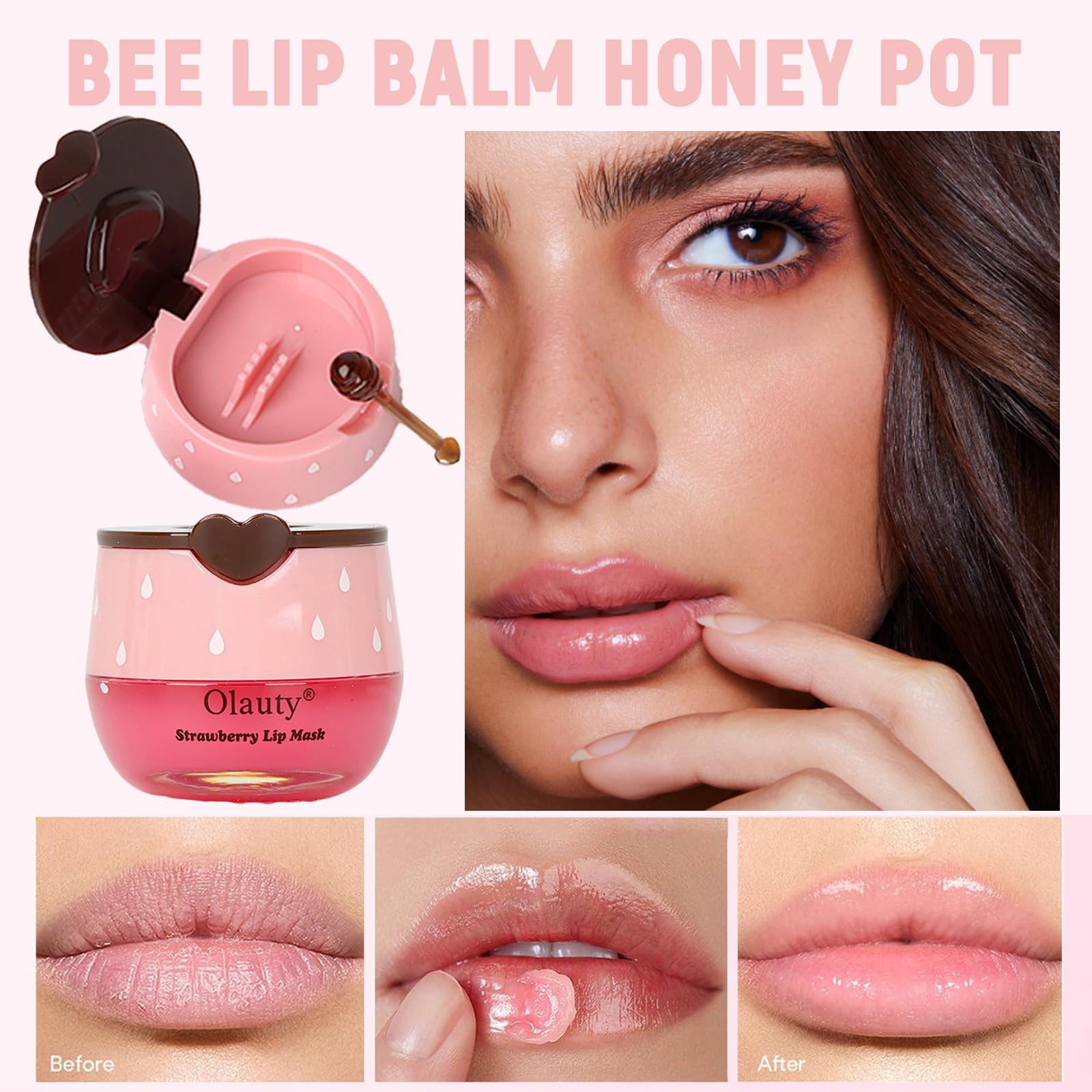 Minfei Bee Lip Balm Strawberry flavor for daily moisture and shine.