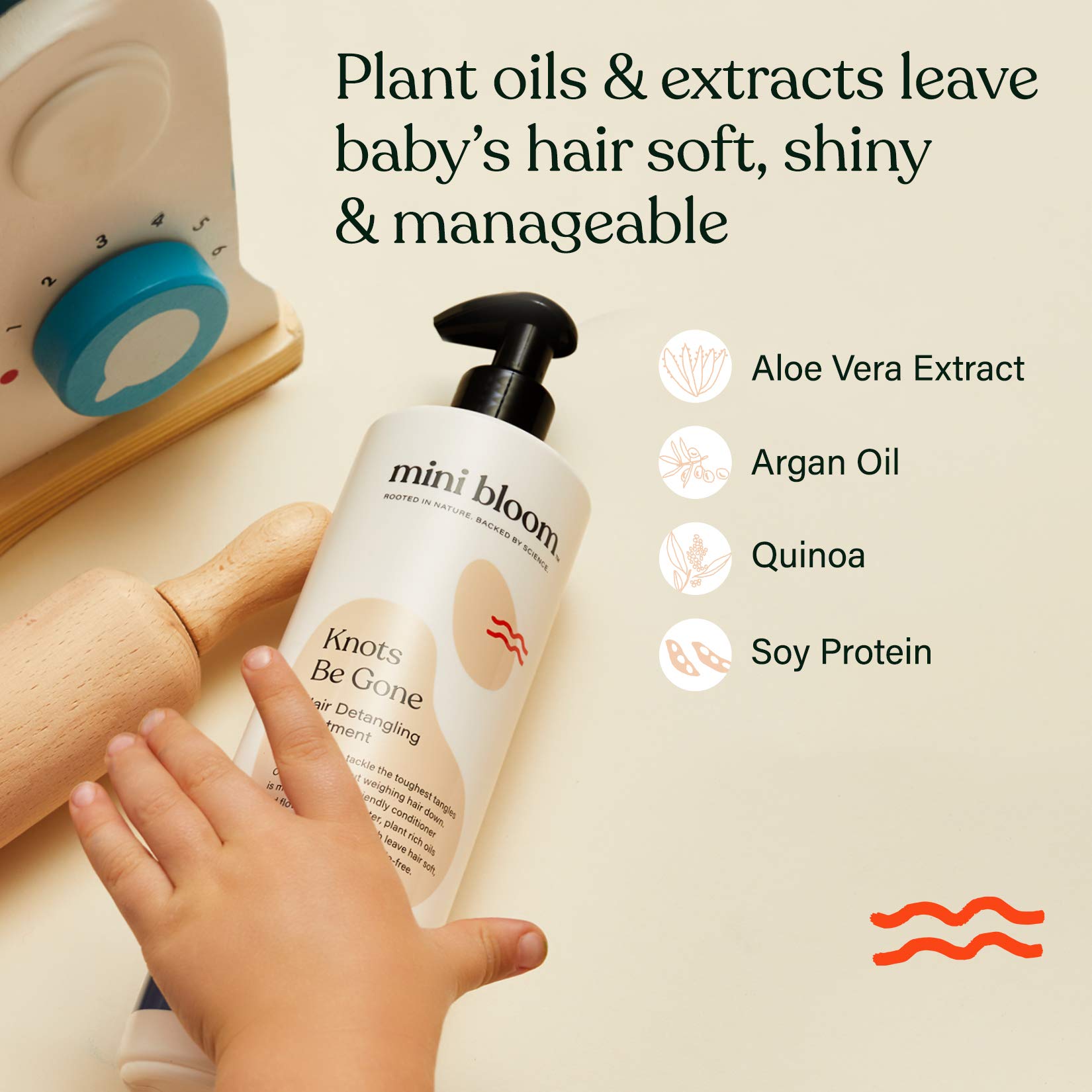Mini Bloom Knots Be Gone leave-in spray setup for quick detangling
