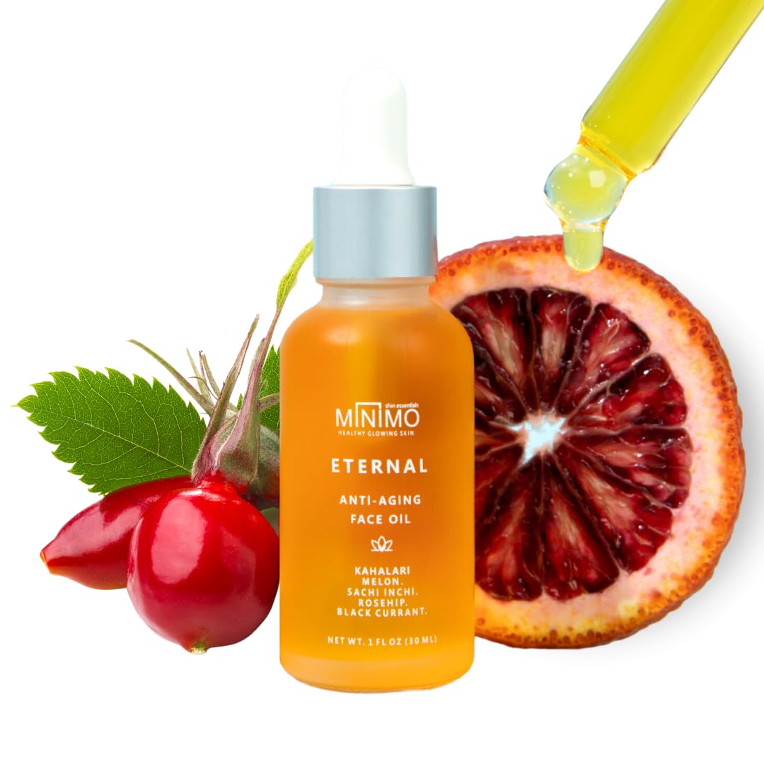Minimo Skin Essentials Vitamin C Glow Face Oil bottle for daily glow.