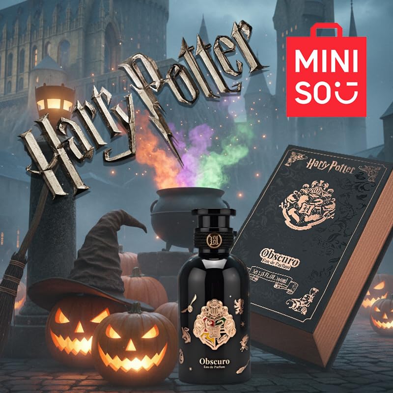 MINISO Harry Potter Obscuro perfume label conveys mysterious branding and premium air
