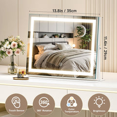 MINISO vanity mirror with lights, 360-degree rotation for versatile viewing angles.