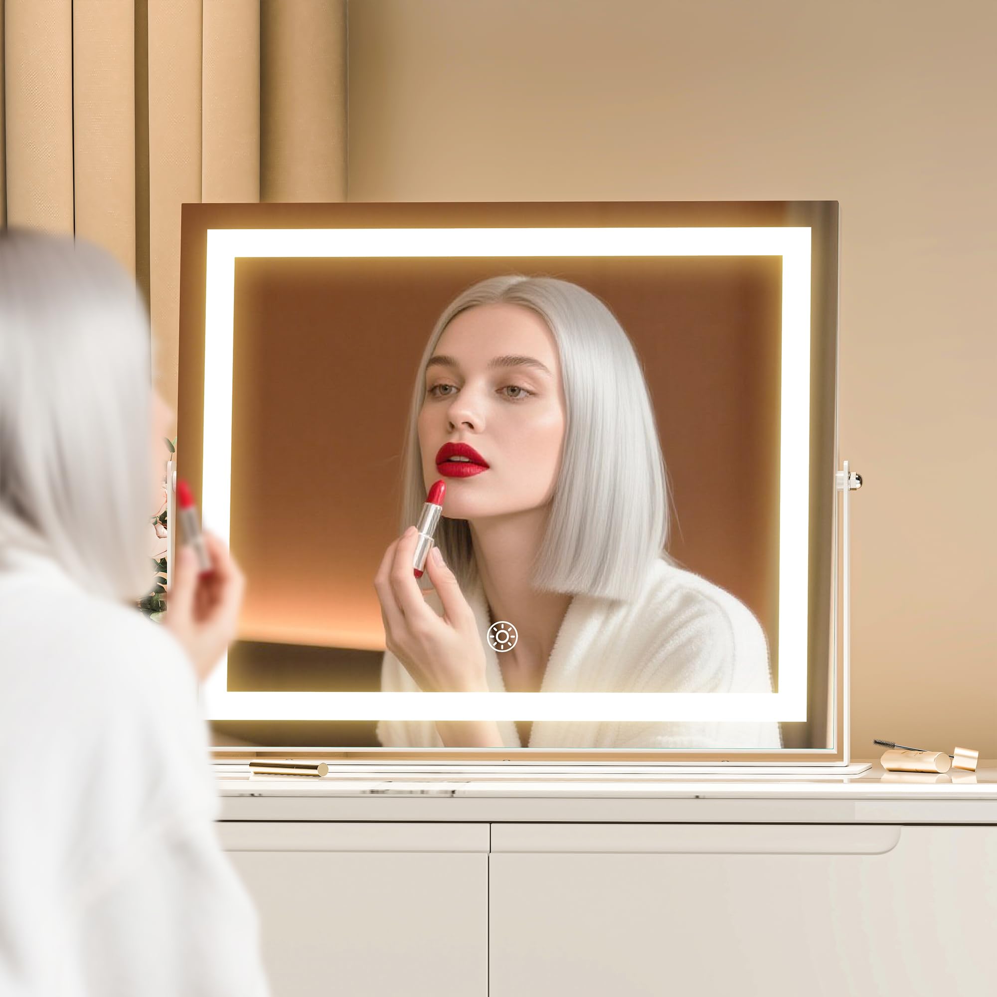 MINISO vanity mirror with lights, touch controls and dimming for personalized lighting.