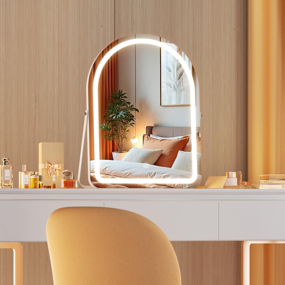 MINISO vanity mirror magnetic lens secures on for easy close-ups.