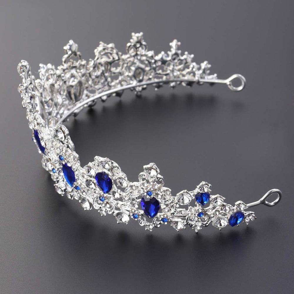 Minkissy baroque tiara close-up crystal detail for radiant bridal glow.