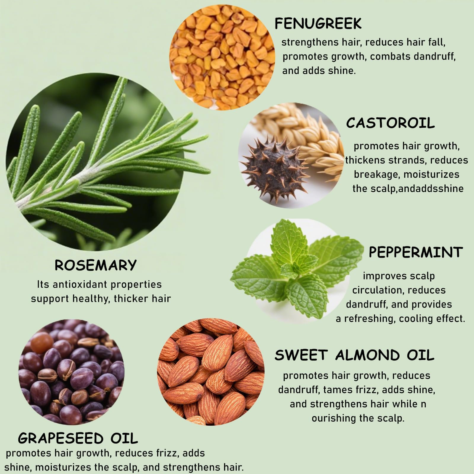 Minnah Hair Growth Oil ingredients showcase rosemary and fenugreek for nourishment