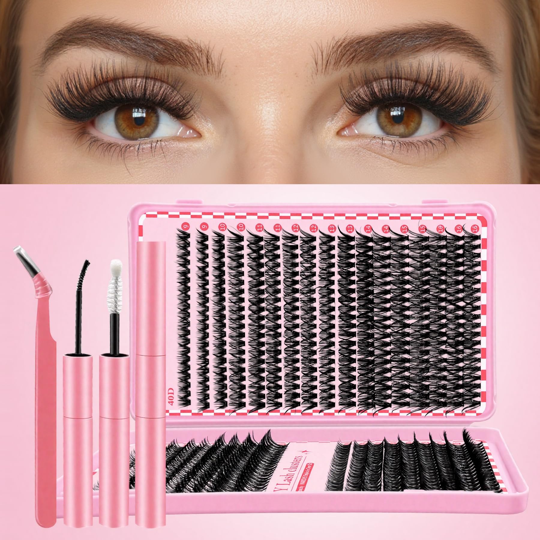 MINNNANOTOKU lash clusters varied lengths 10-16mm for customizable fullness.