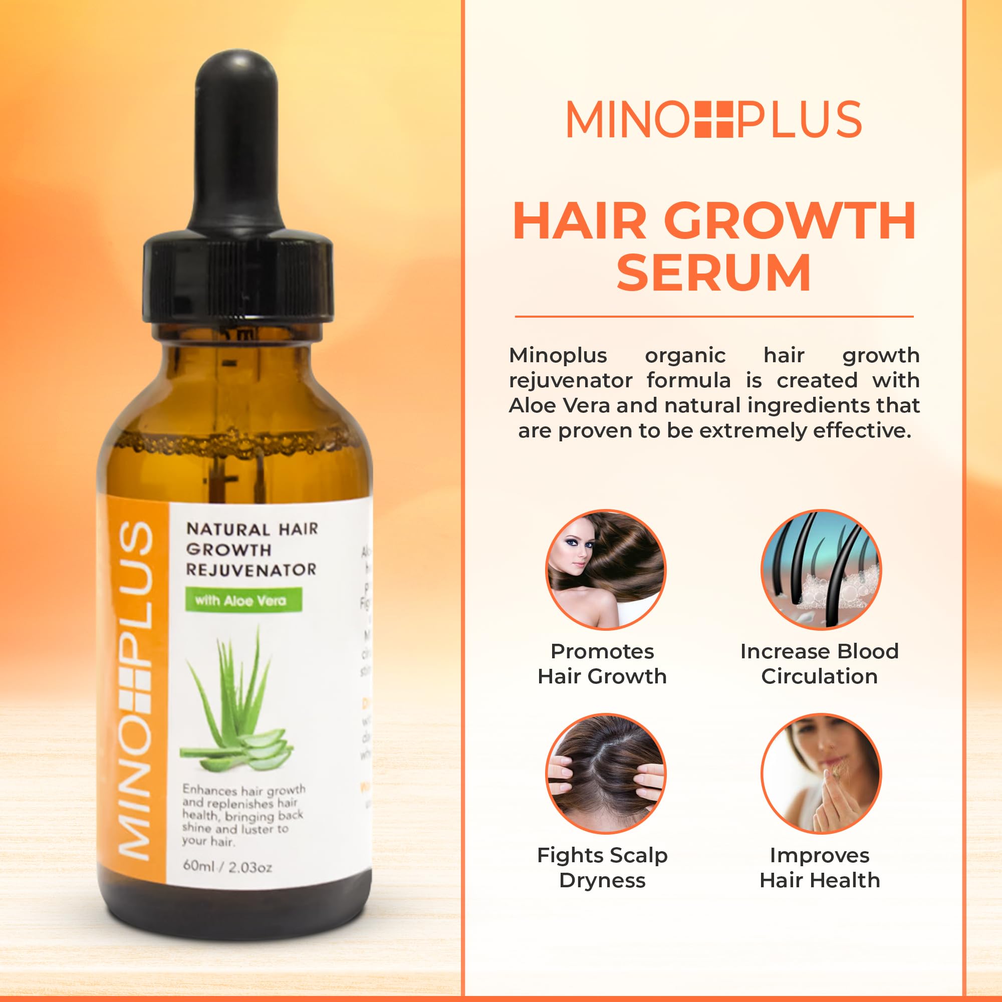 MINO PLUS label detail on bottle highlighting natural ingredients.