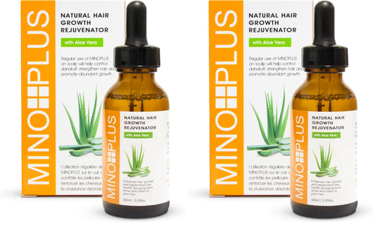 MINO PLUS natural hair growth serum bottle 60ml for daily scalp nourishment.