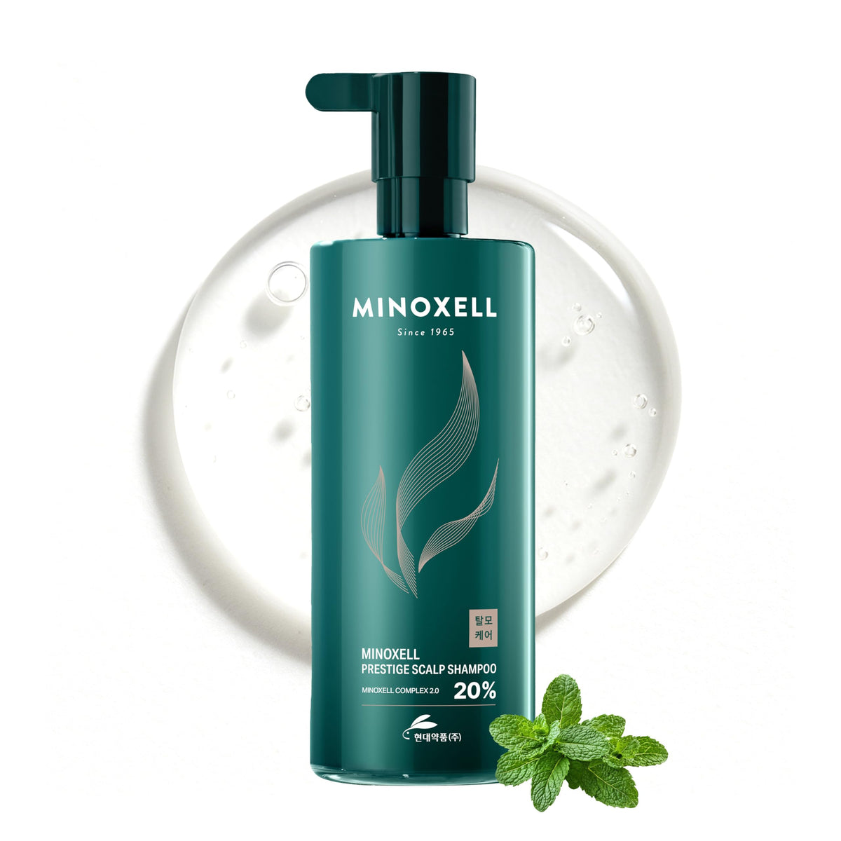MINOXELL Prestige Shampoo bottle demonstrates cooling relief for dry scalp