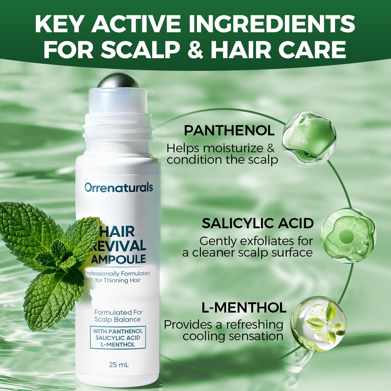 Minyang Orrenaturals scalp care exfoliation close-up improving buildup removal.