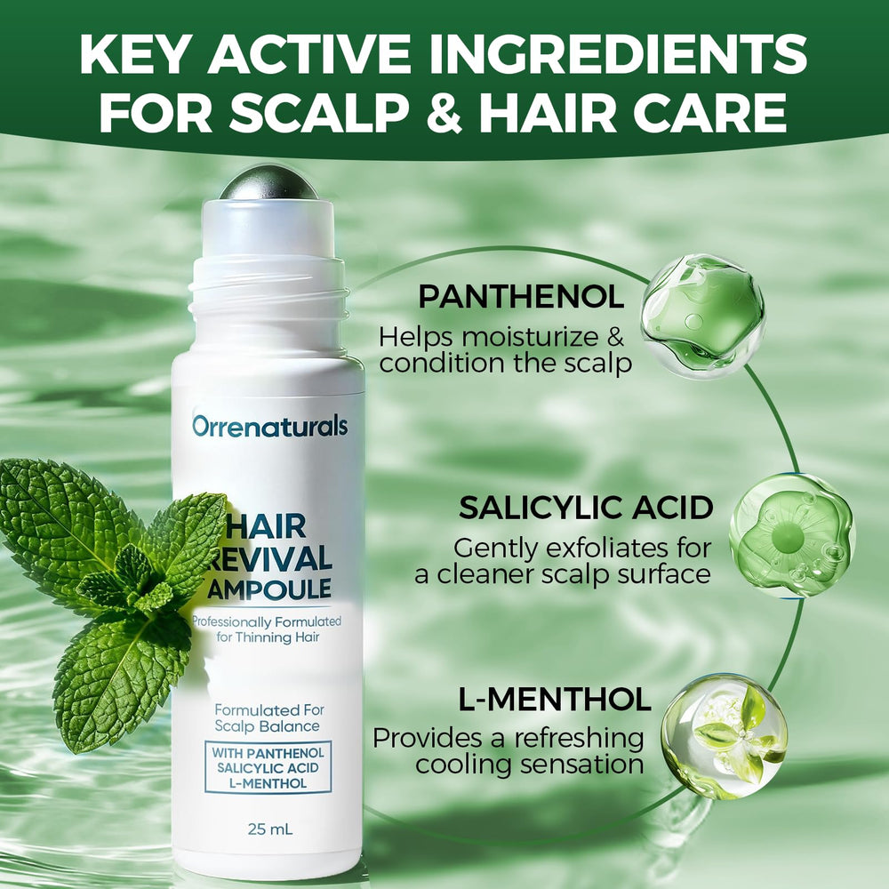 Minyang Orrenaturals scalp care exfoliation close-up improving buildup removal.