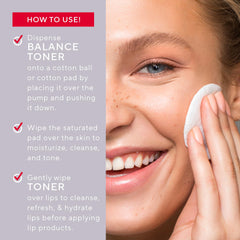 Mirabella Balance Toner ingredients highlight hyaluronic acid for moisture.