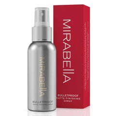 Mirabella Bulletproof Matte Setting Spray bottle pour shows controlled mist for long wear