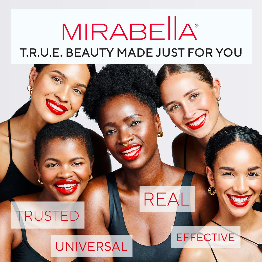 Mirabella clean ingredients label highlights paraben-free and cruelty-free formula.
