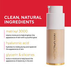 Mirabella Invincible HD bottle in glass with airless pump preserves moisture.