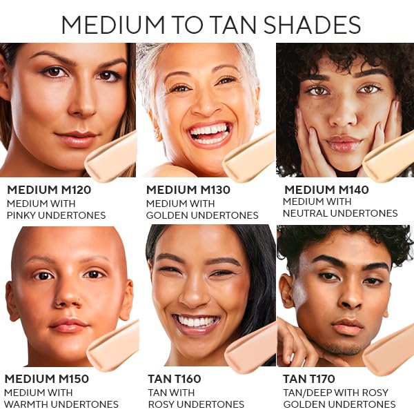 Mirabella Invincible HD shade range displayed for diverse undertones.