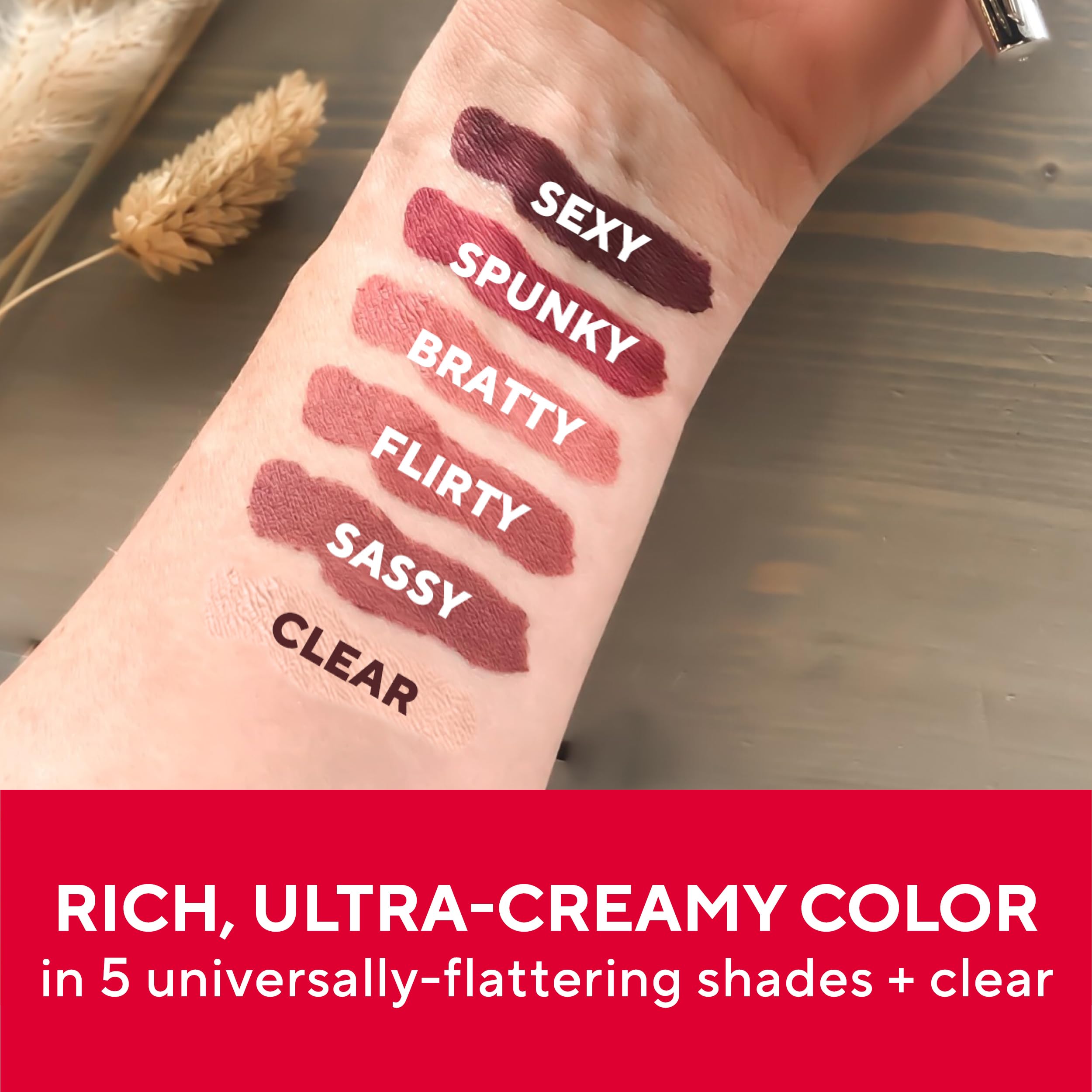 Two shades of Mirabella Lip Definer in use for versatile color depth