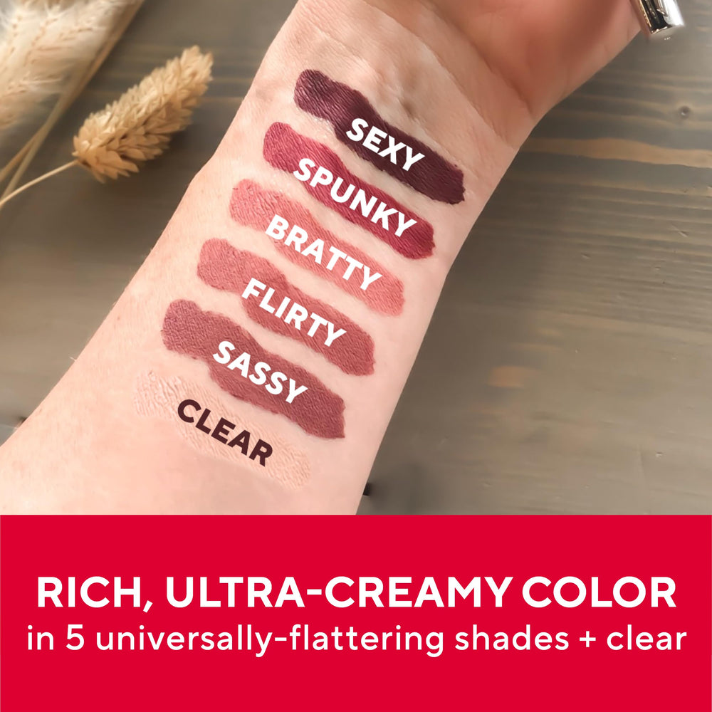 Two shades of Mirabella Lip Definer in use for versatile color depth
