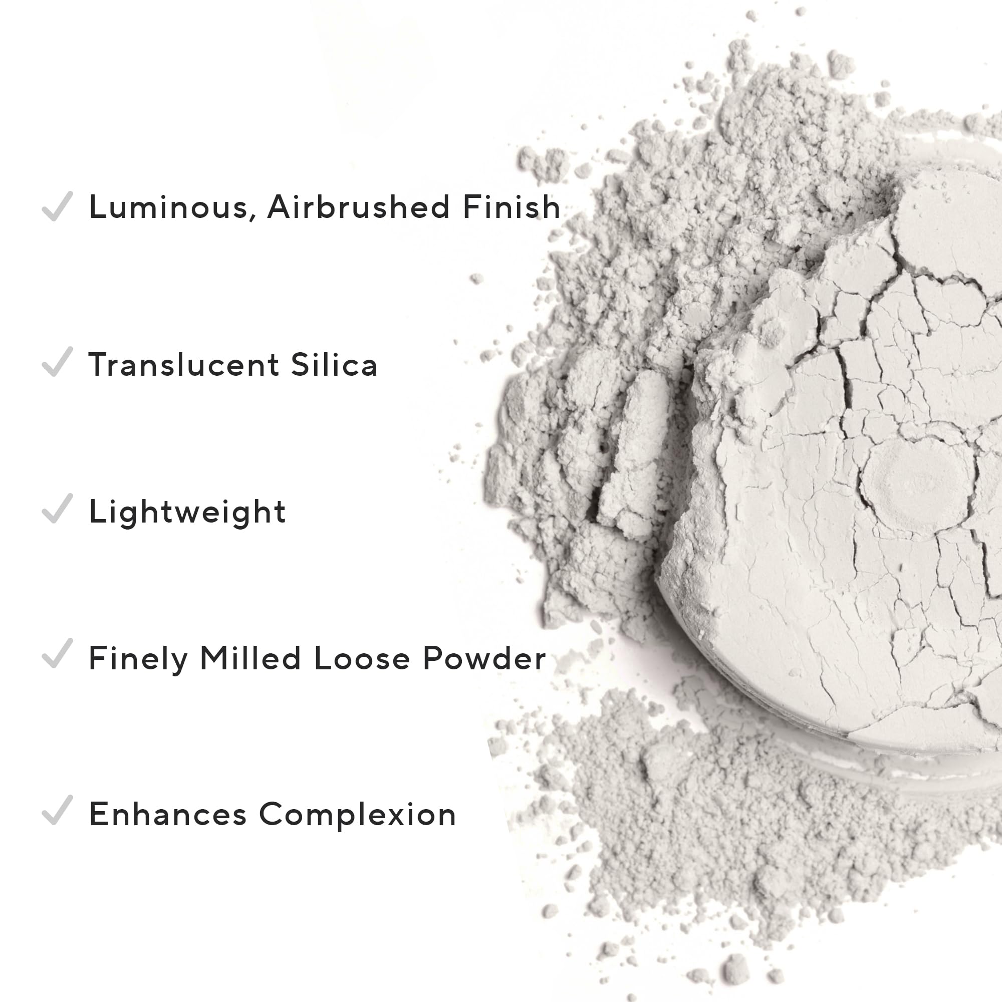 Mirabella Perfecting Loose Powder sifter reveals ultra-fine texture for seamless application.