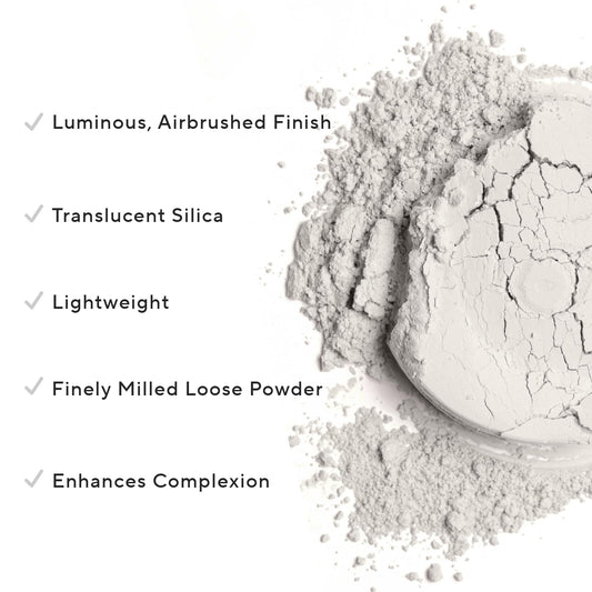 Mirabella Perfecting Loose Powder sifter reveals ultra-fine texture for seamless application.