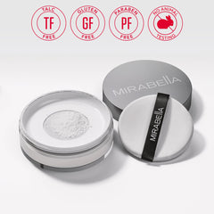 Mirabella Perfecting Loose Powder soft-focus finish enhances natural glow.