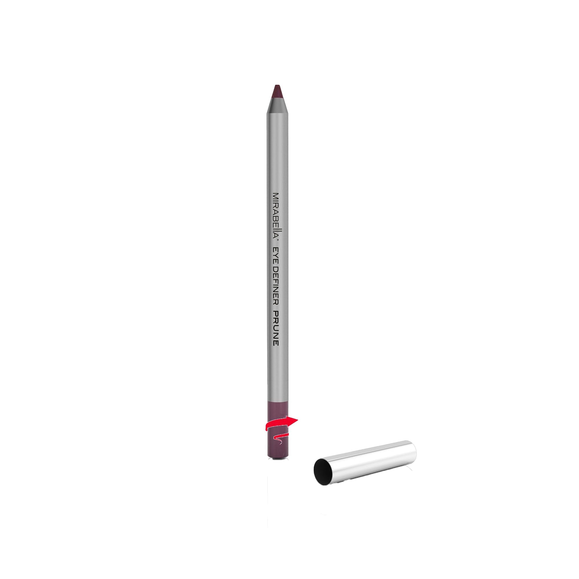 Mirabella retractable eye definer foil packaging highlights travel-friendly design.