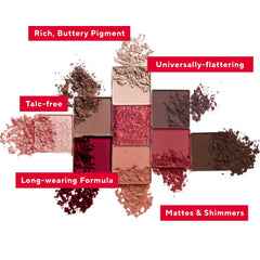 Mirabella True To You Eye Palette swatches show pigmented matte and shimmer shades.