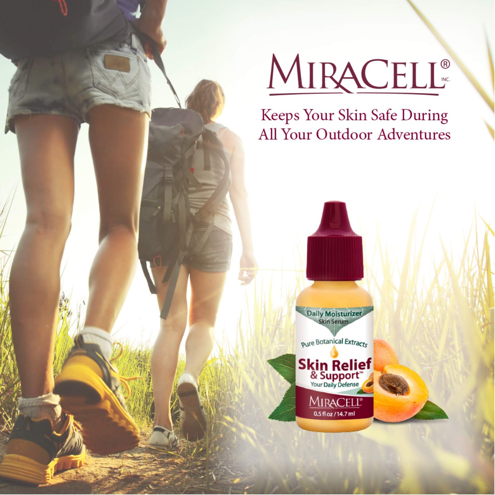 Miracell Skin Relief & Support Oil hand application for smooth hydration.