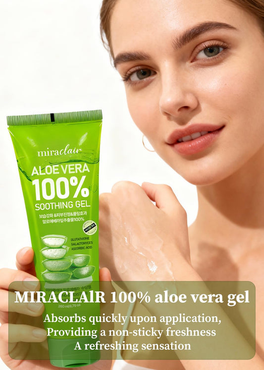 MIRACLAIR Aloe Gel for face and body use, cooling relief.