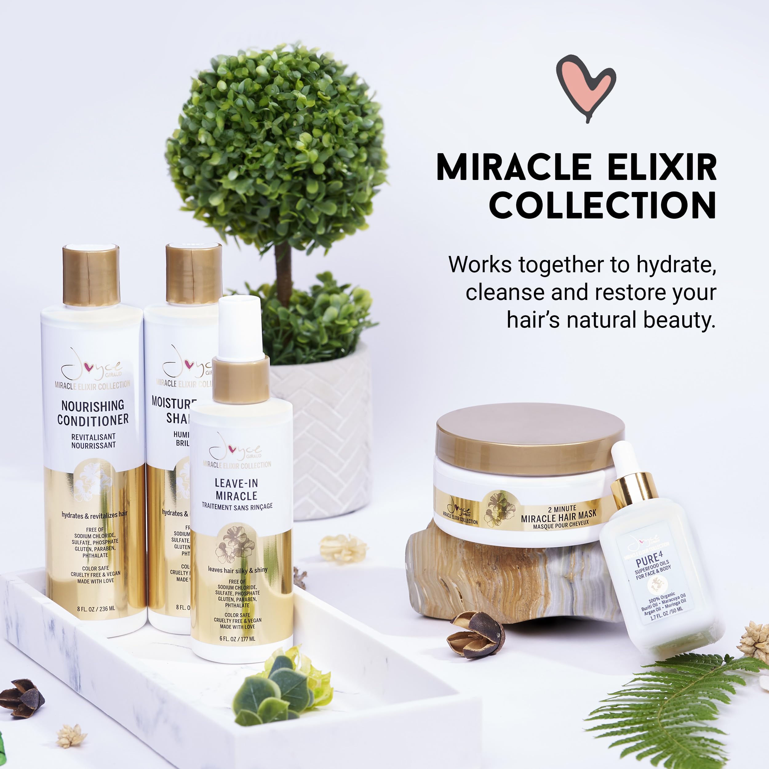 Miracle Elixir Joyce Giraud bottle highlighting color protection benefits