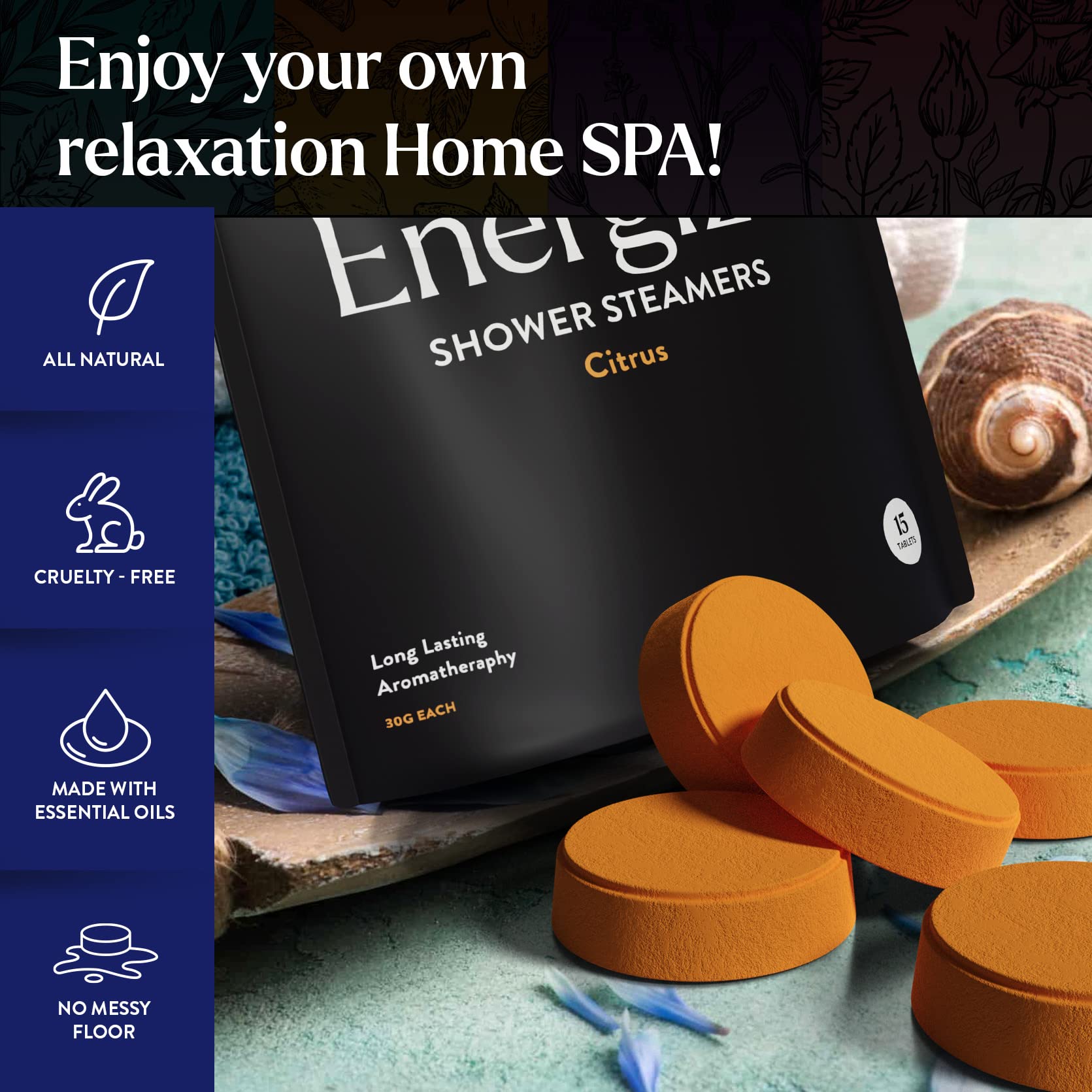Miracle Made citrus mint shower steamers tablets deliver refreshing aroma during showers