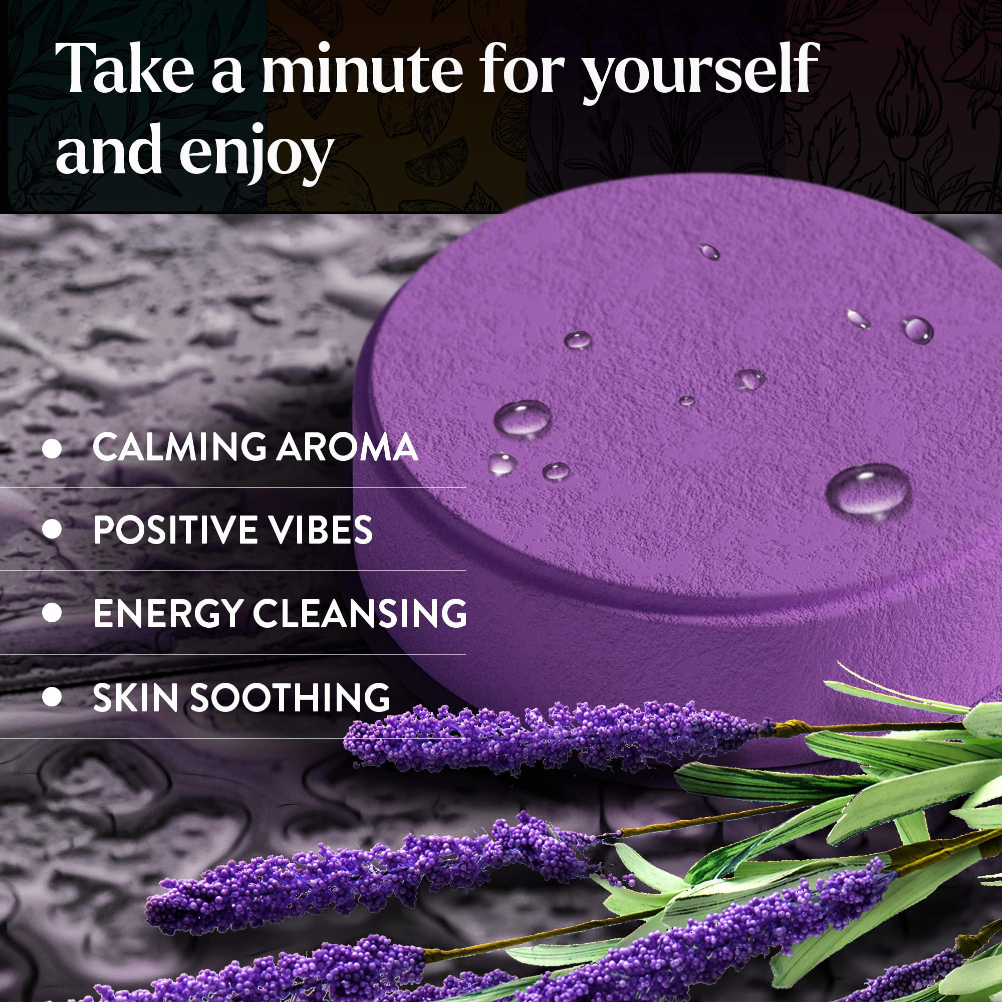 Miracle Made Lavender Steamers releasing soothing aroma in a steamy bathroom
