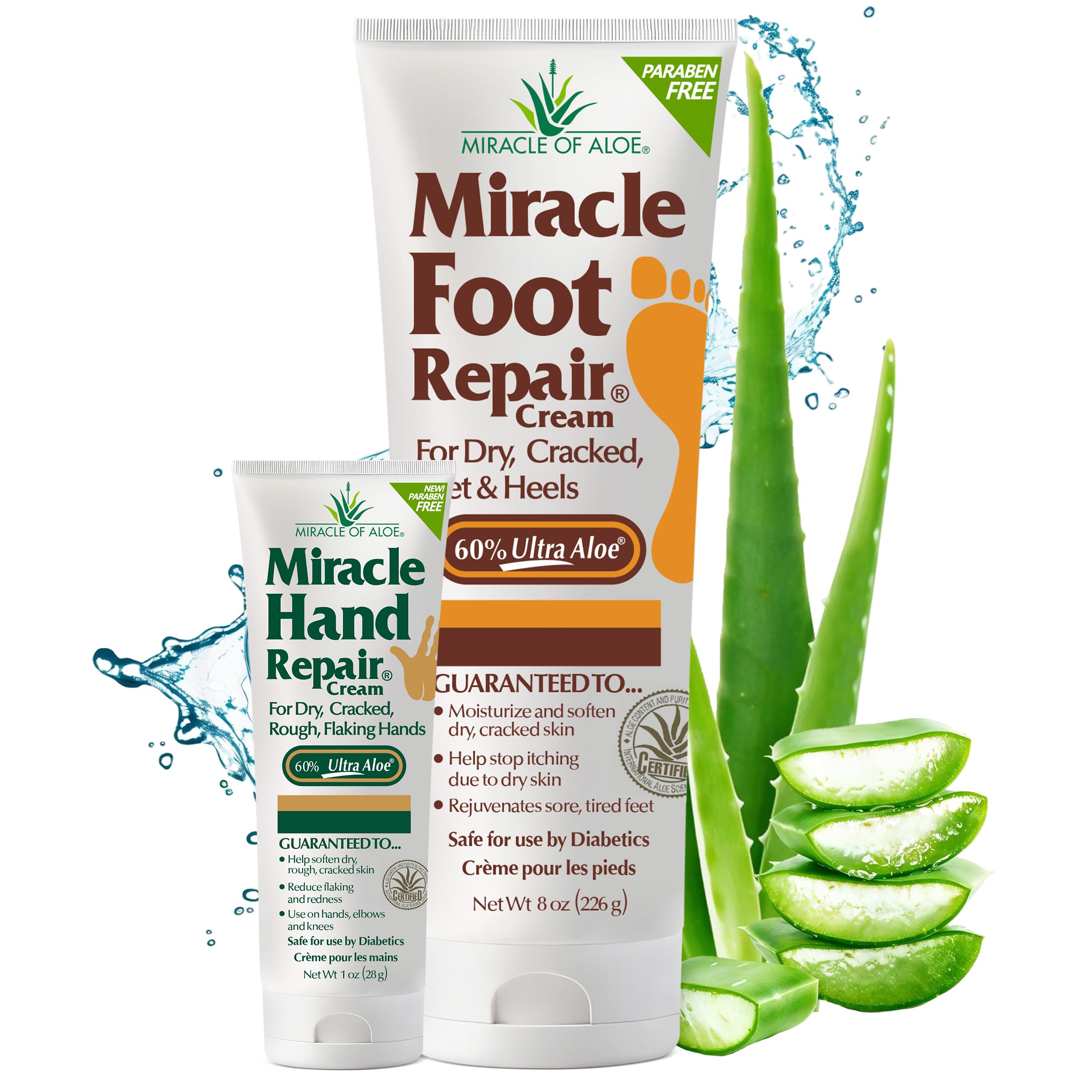 Miracle of Aloe foot cream 60% UltraAloe hydrates and smooths rough feet.