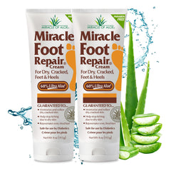 Miracle of Aloe foot repair cream bottle highlighting 60% ultra aloe for deep moisture