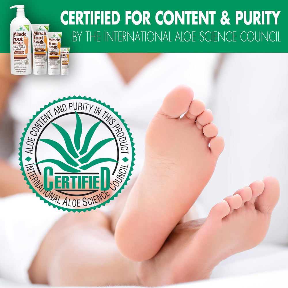 Cream being rubbed on heel to show smoothing action of Miracle of Aloe.