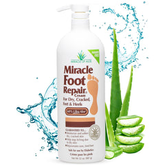 Miracle of Aloe foot repair cream jar front with label showing 60% Ultra Aloe moisture.