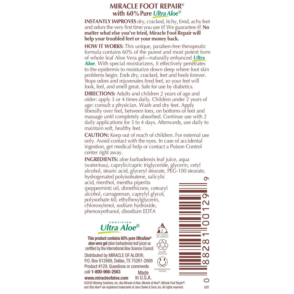 Miracle of Aloe Foot Repair sample 1oz tube for trial