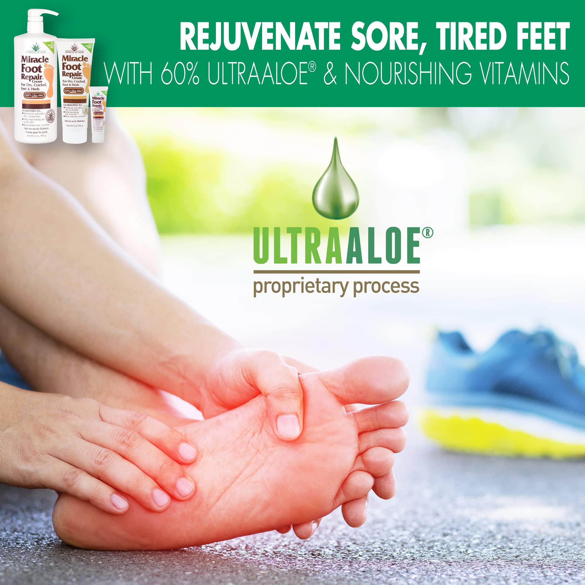 Miracle of Aloe hand repair 60% UltraAloe softens and revitalizes hands.