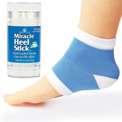 Miracle of Aloe Heel Balm Stick being applied for smoother heels