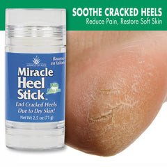 Miracle of Aloe heel stick in use applying to cracked heel for targeted moisture