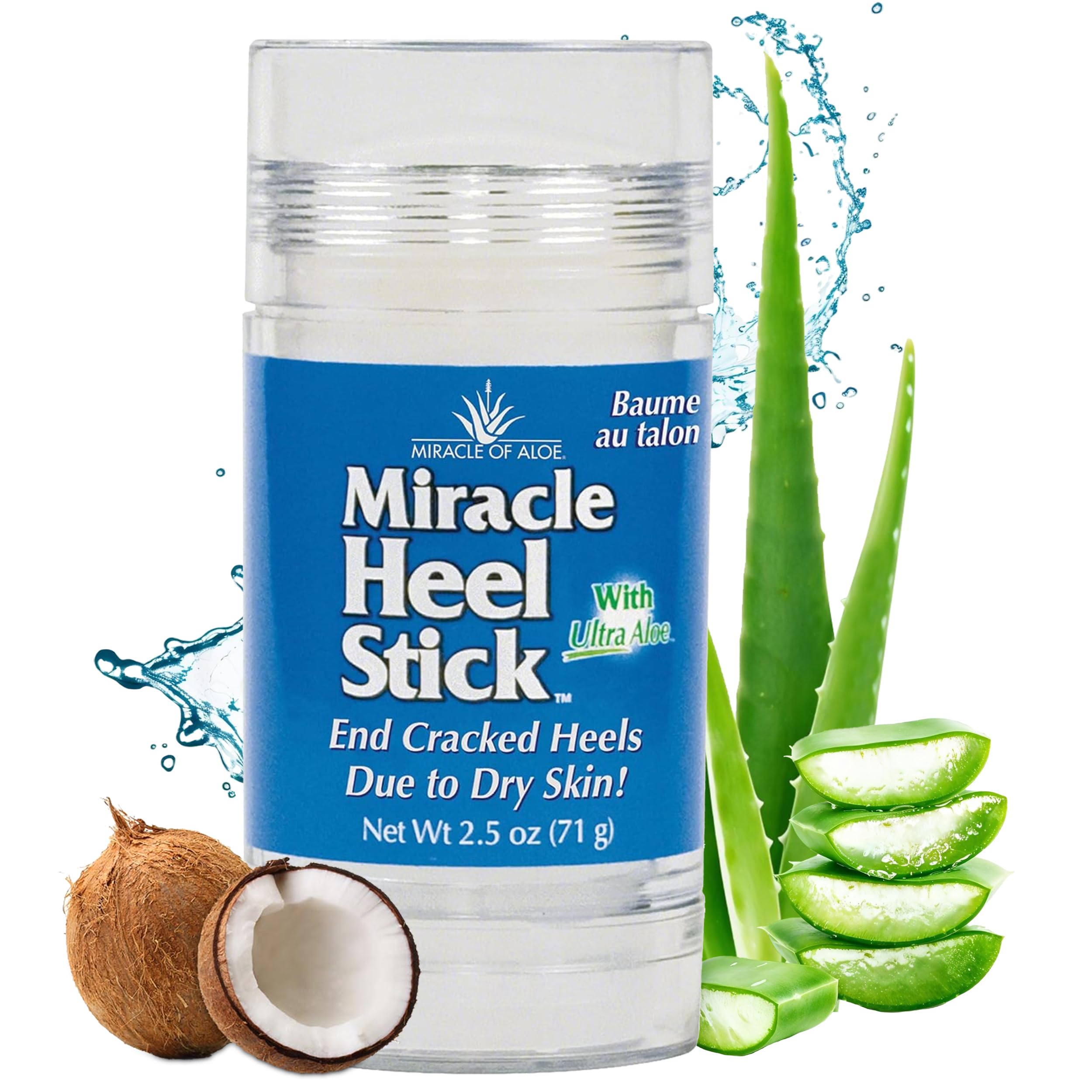 Miracle of Aloe heel stick on display for easy dry heel repair