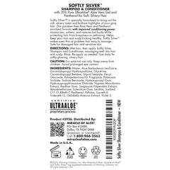 Miracle of Aloe Softly Silver Shampoo closeup lather demonstrates conditioning power on hair.