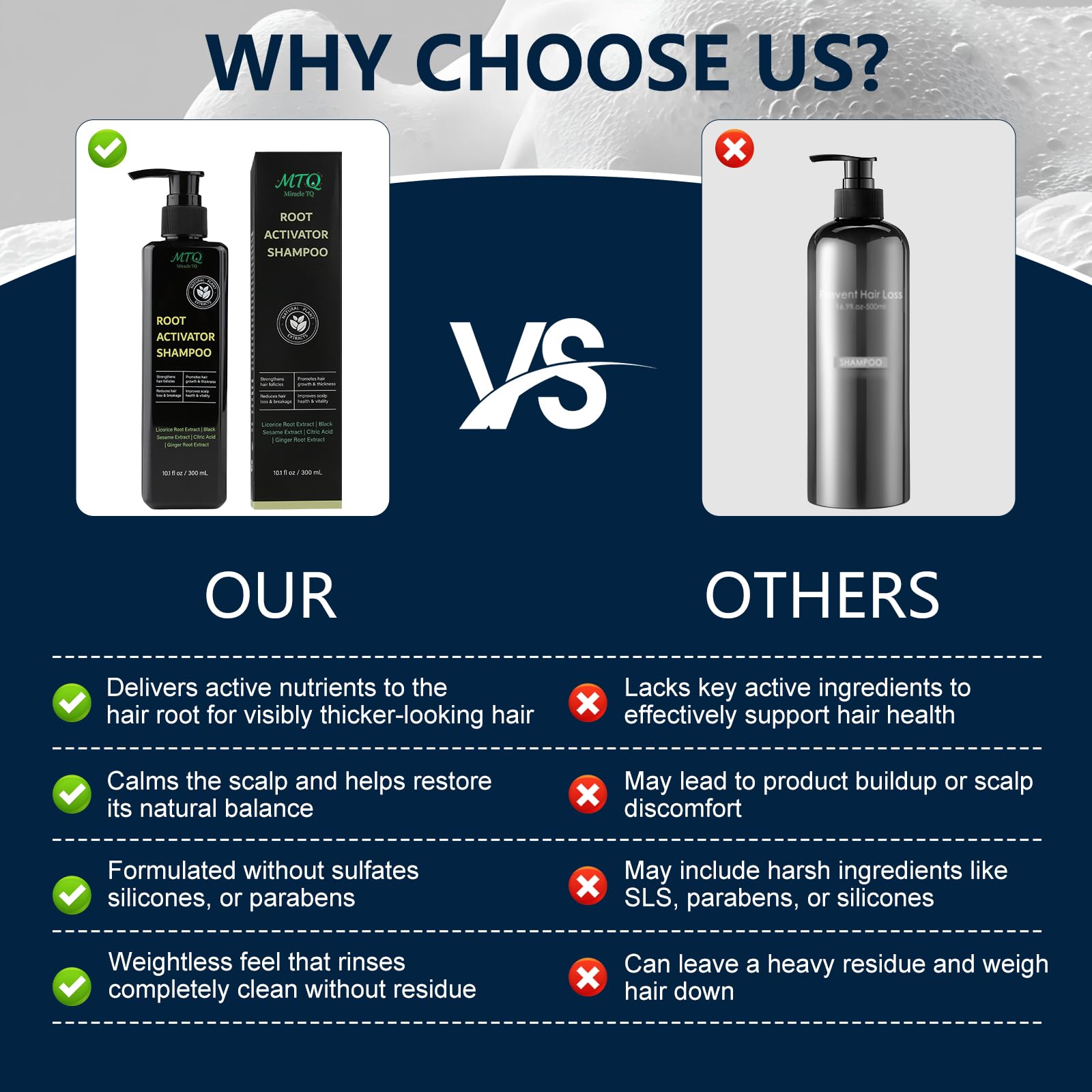 Miracle TQ Root Activator Shampoo strengthens hair and boosts volume for fuller strands