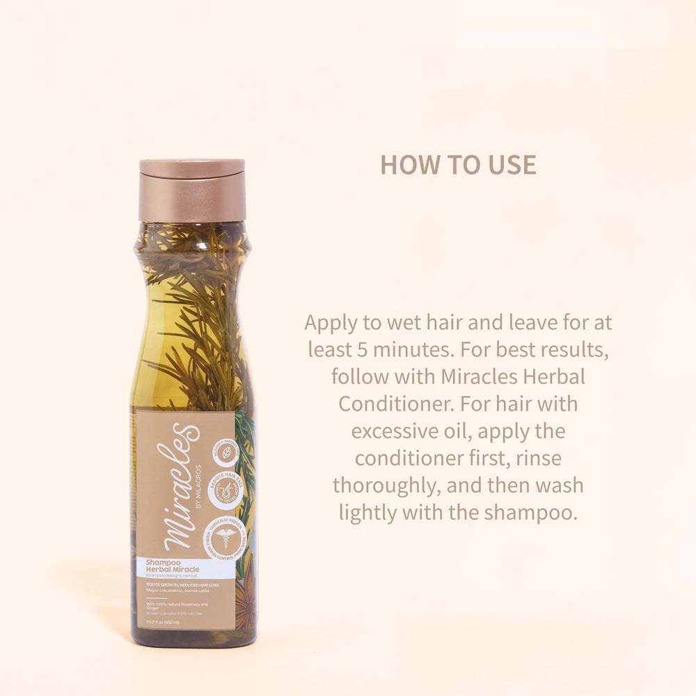 Miracles By Milagros rosemary shampoo amino acids help strengthen strands for resilience.