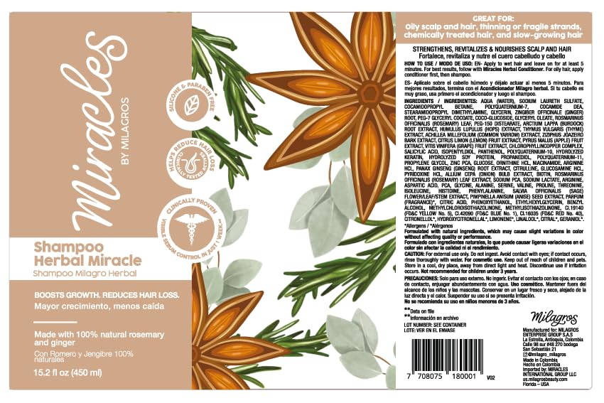 Miracles By Milagros rosemary shampoo delivers smoother, shinier hair for styling.
